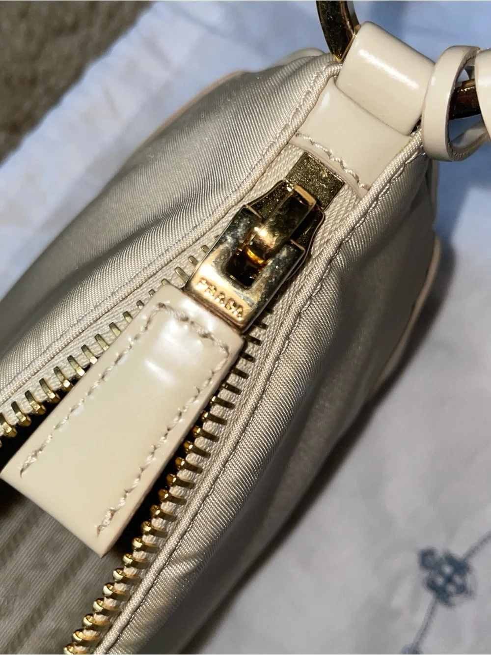 Prada Neutral Tessuto Nylon Re-Edition 2002 2023 with Dust Bag Authenticity Card